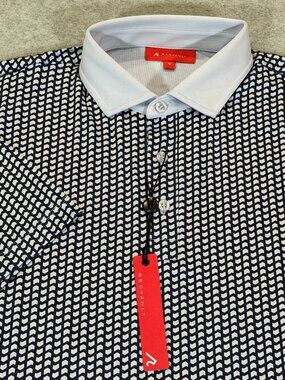 REDVANLY Graine Golf Polo Shirt Men's Small Blur Lavender Geometric Stretch NWT